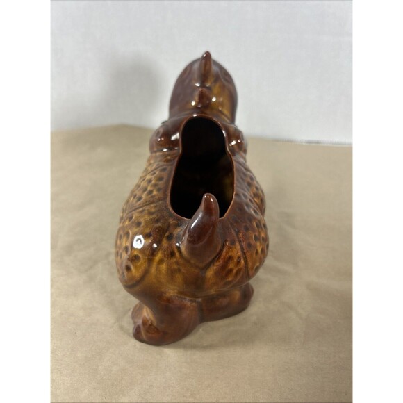 Rhinoceros rhino ceramic planter figurine Vintage anthropomorphic sculpture RARE - Picture 5 of 12